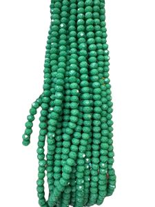 Glass Opaque Crystals, Rondelle, 6mm, Dark Green