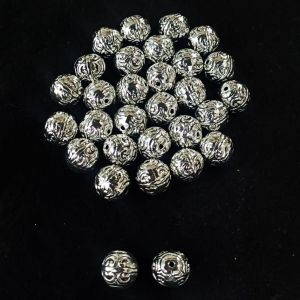 Antique Silver Metal Beads, Round beads, 11x11mm, Pack Of 25 Grams