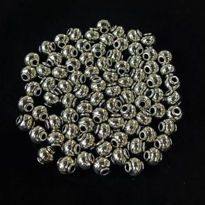 Antique Silver Metal Beads, Rondelle beads, 7 x 9mm, Pack Of 25 Grams