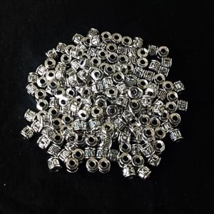 Antique Silver Metal Beads, Drum beads,4x5mm, Pack Of 25 Grams