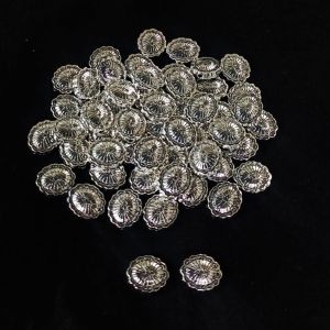 Antique Silver Metal Beads, Oval beads,11 x 13mm, Pack Of 25 Grams