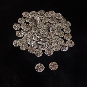Antique Silver Metal Beads,Round beads, 14x12 mm, Pack Of 25 Grams