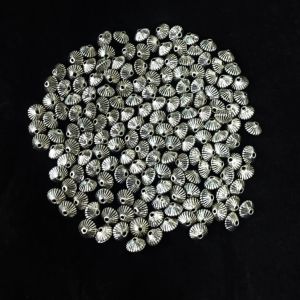 Antique Silver Metal Beads,mushroom Bicone beads, 4x5 mm, Pack Of 25 Grams
