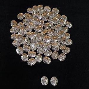 Antique Silver Metal Beads,Oval beads, 11x9 mm, Pack Of 25 Grams