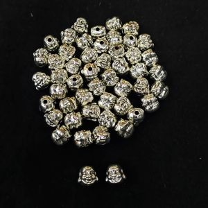 Antique Silver Metal Beads,Smiley Buddha,9x10mm, Pack Of 25 Grams