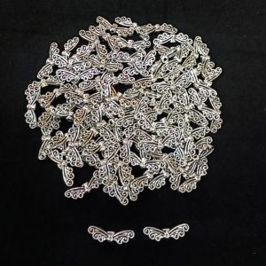 Antique Silver Metal Beads,Butterfly ,12 x 2mm, Pack Of 25 Grams