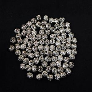 Antique Silver Metal Beads,Round ,6x6 mm, Pack Of 25 Grams