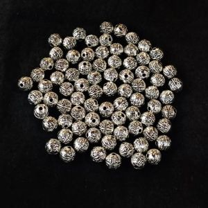 Antique Silver Metal Beads,Round ,6x6 mm, Pack Of 25 Grams