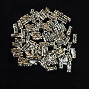 Antique Silver Metal Beads,Tibetan tube ,13x5 mm, Pack Of 25 Grams