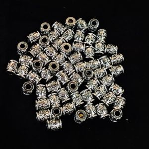 Antique Silver Metal Beads,Cylinder ,8x6 mm, Pack Of 25 Grams