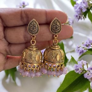 Antique Gold Jhumkas, Lavender