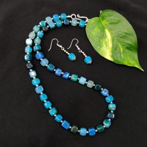 Agate (Square Shape) Necklace with Earrings