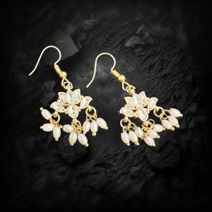 Green Crystal With Gold Spacers Earings