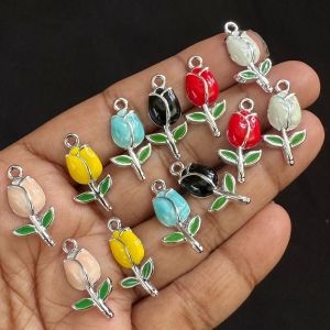 Metal Enamel Charms,Tulip,Assorted,Pack of 12