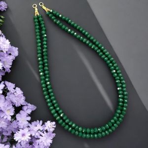 2 layer crystal necklace,Dark Green