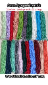 Glass Crystals Opaque, Rondelle, 6mm, Multicolor, Set Of 21 Strings