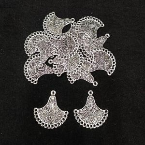 Earring Connector, Antique Silver, Design Bases with 15 holes Pack Of 5 Pairs