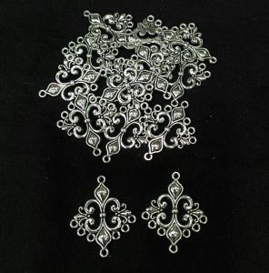 Earring Connector, Antique Silver,Plated Charms with 7 holes Pack Of 5 Pairs
