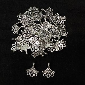 Earring Connector, Antique Silver,Flower Charms with 3 holes Pack Of 5 Pairs