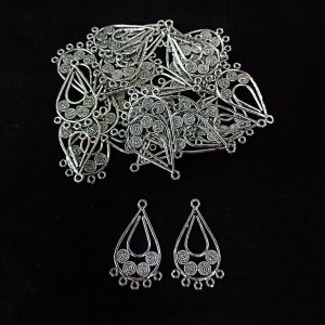 Earring Connector, Antique Silver,Rain Drop charm with 5 holes, Pack Of 5 Pairs