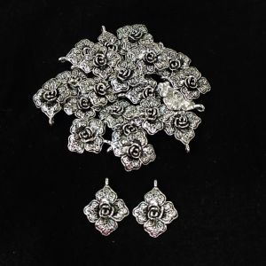 Antique Silver Charms ,Rose, Pack Of 25 Grams