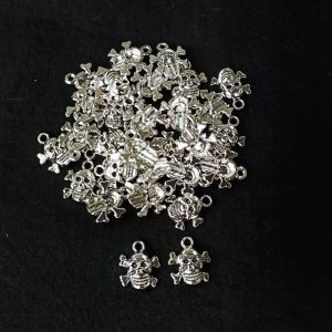 Antique Silver Charms ,Pirate Skull, Pack Of 25 Grams
