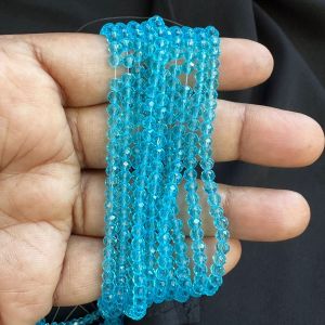 Glass Crystal, Rondelle, 4mm,Sky Blue,Pack of 4 strings