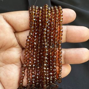 Glass Crystal, Rondelle, 4mm,Brown,Pack of 4 strings