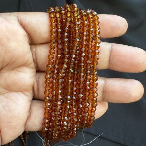 Glass Crystal, Rondelle, 3mm,Honey Brown, Pack of 4 Strings