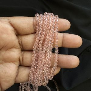 Glass Crystal, Rondelle, 4mm,Light Pink,Pack of 4 strings