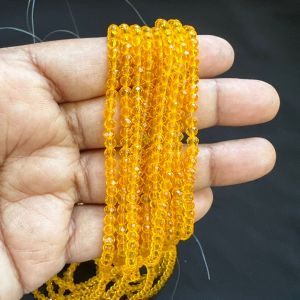 Glass Crystal, Rondelle, 3mm,Yellow, Pack of 4 Strings