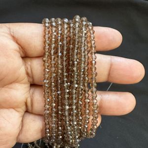 Glass Crystal, Rondelle, 4mm,Light Brown,Pack of 4 strings