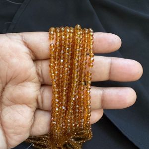 Glass Crystal, Rondelle, 4mm,Light Honey Brown,Pack of 4 strings