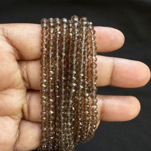 Glass Crystal, Rondelle, 3mm,Light Brown, Pack of 4 Strings