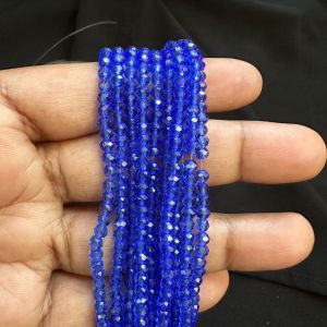 Glass Crystal, Rondelle, 4mm,Ink Blue,Pack of 4 strings