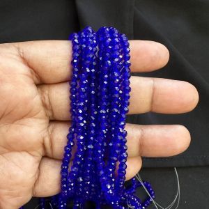 Glass Crystal, Rondelle, 3mm,Royal Blue, Pack of 4 Strings