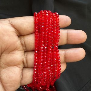 Glass Crystal, Rondelle, 4mm,Red,Pack of 4 strings
