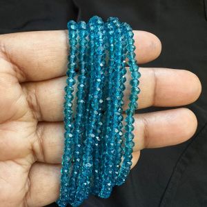 Glass Crystal, Rondelle, 3mm,Peacock Blue, Pack of 4 Strings