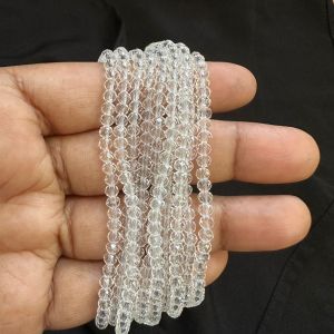 Glass Crystal, Rondelle, 4mm,White,Pack of 4 strings