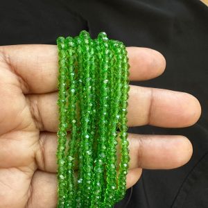 Glass Crystal, Rondelle, 3mm,Light green, Pack of 4 Strings