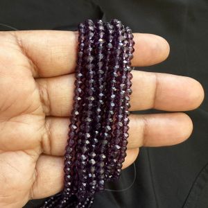 Glass Crystal, Rondelle, 3mm,Purple, Pack of 4 Strings