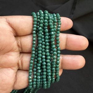 Glass Opaque Crystals 4mm, Rondelle,Pack of 4 Strings,Dark Green