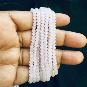 Glass Opaque Crystals, Rondelle,3mm,Light Pink, Pack of 4 Strings