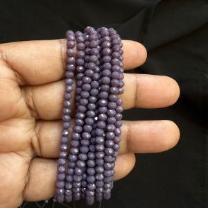 Glass Opaque Crystals 4mm, Rondelle,Pack of 4 Strings,Amethyst