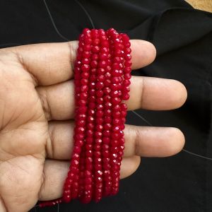 Glass Opaque Crystals 4mm, Rondelle,Pack of 4 Strings,Maroon