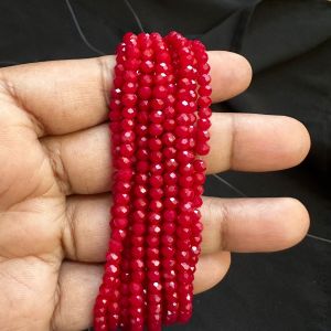Glass Opaque Crystals, Rondelle,3mm,Dark Red, Pack of 4 Strings