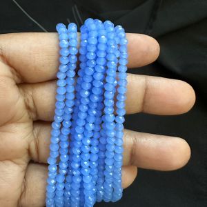 Glass Opaque Crystals 4mm, Rondelle,Pack of 4 Strings,Sky Blue