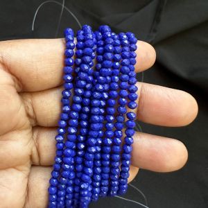 Glass Opaque Crystals, Rondelle,3mm,Dark Blue, Pack of 4 Strings
