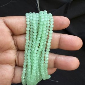 Glass Opaque Crystals 4mm, Rondelle,Pack of 4 Strings,Light Sea Green