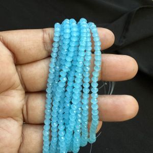 Glass Opaque Crystals 4mm, Rondelle,Pack of 4 Strings,Light Blue